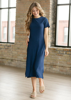 Baylor Navy Ribbed T-shirt Dress